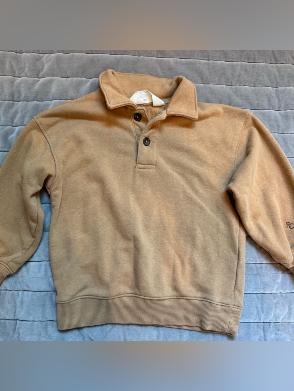 H&M Kids Button Mock Neck Sweatshirt | Size 3T/4T | Tan/Camel